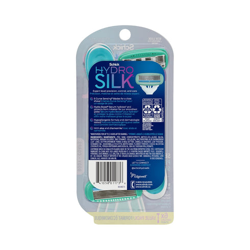 Schick Hydro Silk Sensitive Skin Disposable Razors for Women, 6 Count
