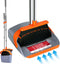 Upgraded Broom and Dustpan Set, 52" Long Handle Standing Combo with Self-Cleaning