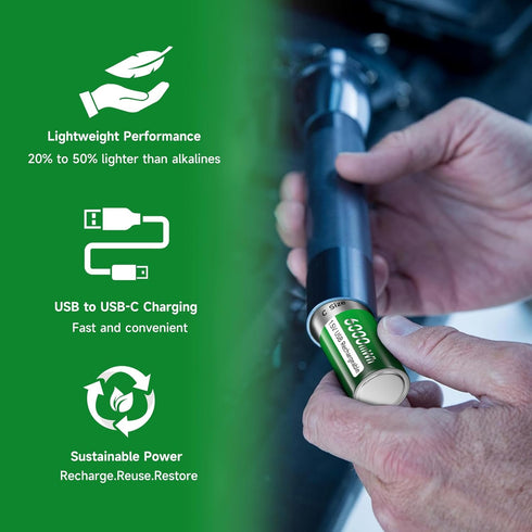Palogreen 8 Pack,6000mWh 1.5V 4 1 4-Pack 3 Rechargeable C Batteries High Capacity C Batteries with in USB-C Charge