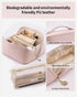Vlando Travel Makeup Bag - Waterproof Portable Toiletry Bag with Divider and Handle for Travel Essentials (Pink)