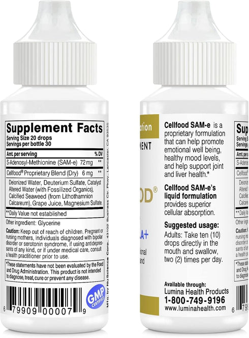 Cellfood SAM-e Liquid Formula+, 1 fl oz - Joint Support & Liver Health, Gluten Free, Non-GMO