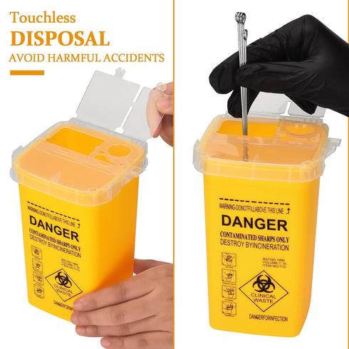 3pcs Needle Disposal Boxes for Tattoo Supplies, Sharps Containers Waste Boxes (Yellow)