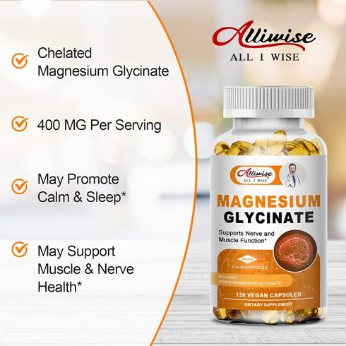 Magnesium Supplement Softgels, Easy Absorption Magnesium Glycinate 400mg with Vitamin B6, D3