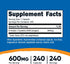 Nutricost N-Acetyl L-Cysteine (NAC) 600mg, 240 Vegetarian Capsules - Vegan, Non-GMO, Gluten Free