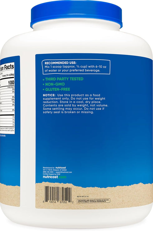 Nutricost Organic Pea Protein Isolate Powder (5LBS) - Unflavored, Certified USDA Organic, Vegetarian Friendly, Gluten