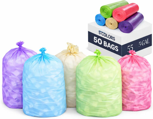 YoYoRain-(55-60) Gallon Colorful Trash Bag Large Garbage Bag-22Mic 38" x 58",Perfect for