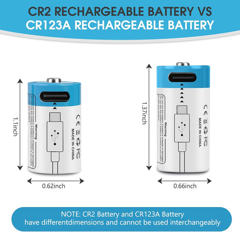heixxow CR2 4 Pack, 3.7V 370mAh CR15H270 15270 Rechargeable Batteries USB Lithium Batteries, Battery for Bluetooth