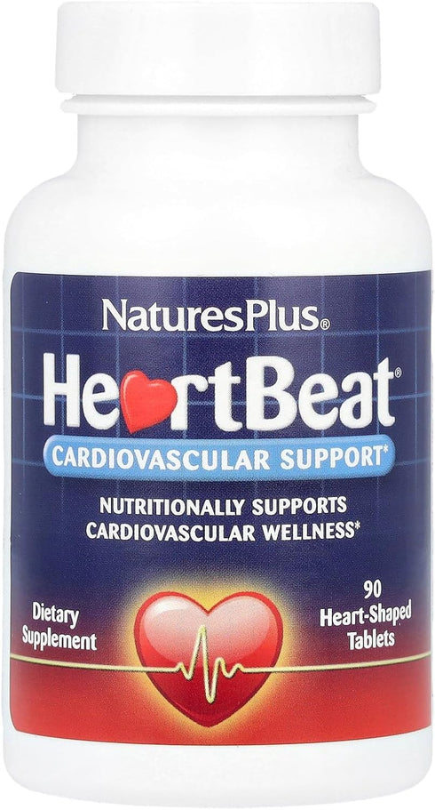 Natures Plus Heartbeat - 90 Vegan Tablets, Vegetarian, Gluten-Free - 30 Servings