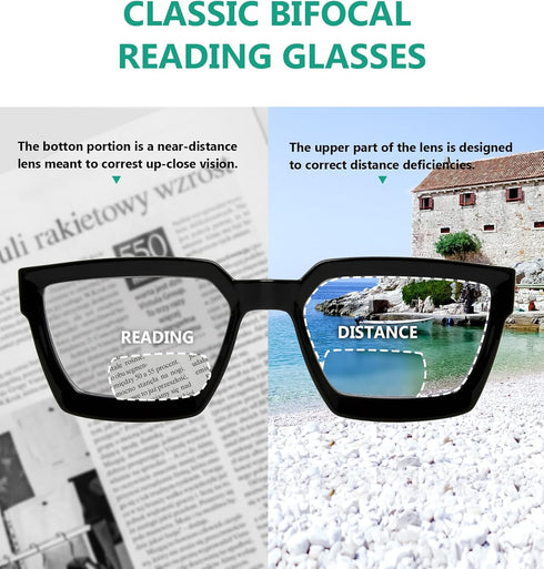 Eyekepper Bifocal Reading Glasses for Women - Stylish Bifocal Readers with Clear Lens Oversize Frame