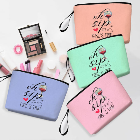 4Pcs Girls Trip Gifts Favors Weekend Bag Funny Makeup Bag Girls Weekend Gifts Friendship Gifts Weekender Bags for Women Girls Bridesmaid Cosmetic Bag Zipper Pouch Wedding Bachelorette Party