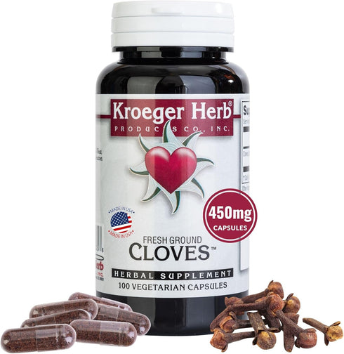 Kroeger Herb Cloves - Natural Antioxidant, Liver Health, Digestive Supplement - Vegetarian, Non-GMO, 100 Capsules