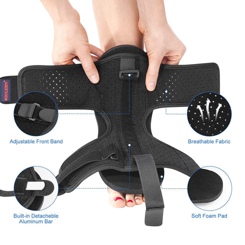 2 Pack Adjustable Plantar Fasciitis Night Splint - Improved Dorsal Brace for Effective Relief from Foot Drop, Achilles