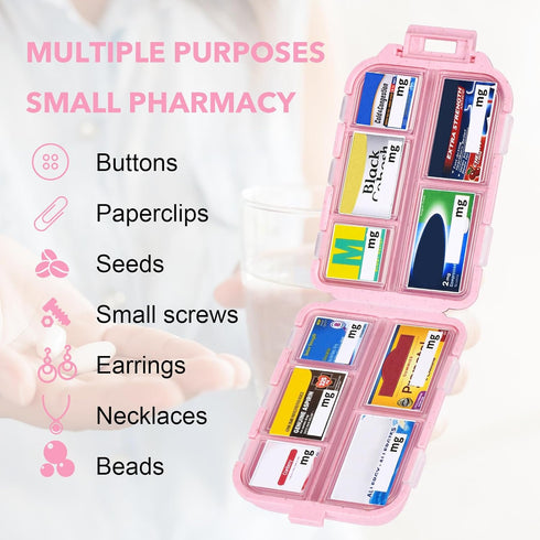 Shiritany 189 7 1 Pack) Travel Pill Organizer with Medicine Labels & Stickers - Day Pill Organizer (Pink