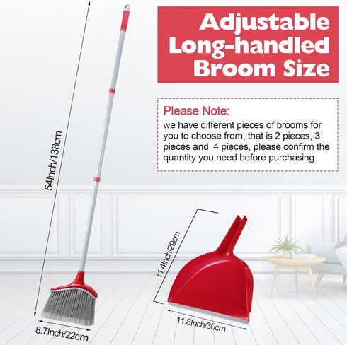 Meanplan 2 Pcs Angle Broom and Dustpan Combo Set, 54'' Indoor Outdoor Cleaning Broom with Step-on Dustpan