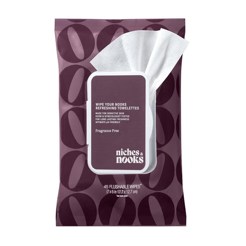 Niches & Nooks Unscented pH Balanced Aloe Vera Feminine Flushable Wipes for Women with Sensitive