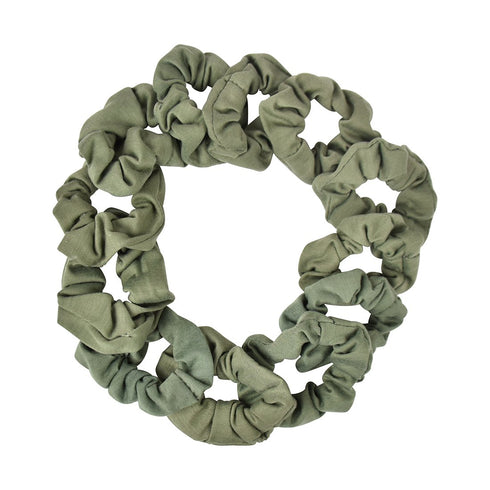 Small Cotton Hair Scrunchies 12 Pack (Olive Green)
