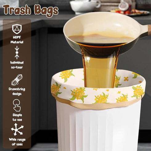 SYKUIHSG 50Pcs Garbage Bags, Drawstring Trash Bag Thick with Osmanthus Scent for Bathroom Bedroom Kitchen Office