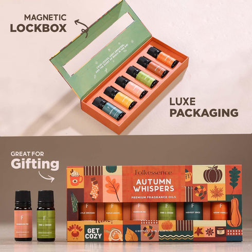 Folkulture Fall Essential Oils Set of 6 - Fragrance Oils for Diffuser, Home, and Oil Diffuser Essential Oils.