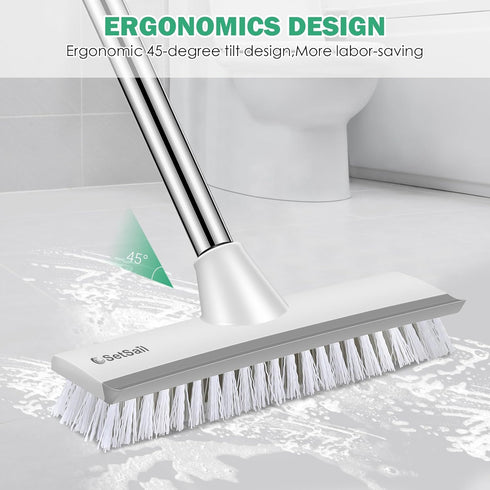 SetSail 51-Inch 2 1 Floor Scrub Brush with Long Adjustable Handle in Scrape Brush Stiff Bristle Floor Scrubber