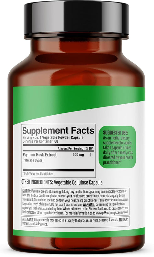 Dr. HERBALIST Psyllium Husk Extract 1000mg Per Serving (Plantago Ovata Fiber Supplement)– 60 Veg Capsules – Fast Absorption, Gentle on Stomach, Supports Digestion & Daily Fiber.