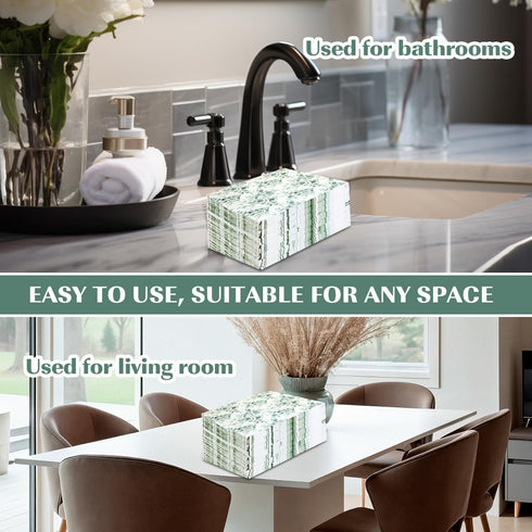 zjdbset 200Pcs Decor(6.5 6.5 inch) Greenery Guest Napkins Paper Disposable Green Leaves Hand Towels Decorative Dinner