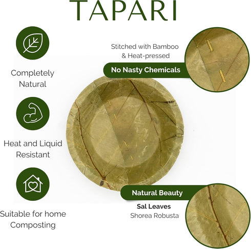 TAPARI Small Disposable Bowls, 20 Pack Small Leaf Bowls, 6 Inch, Eco-Friendly, Compostable & Biodegradable