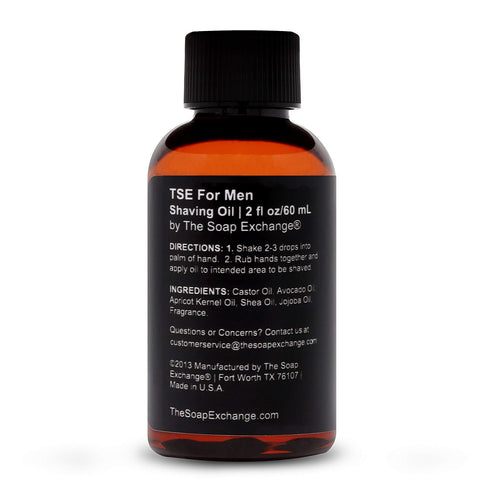TSE for Men Pre-Shave Oil - Barbershop Scent - Hand Crafted 2 fl oz / 60 ml Ultra Glide, Premium Lubricating, Natural Ingredients, For Face or Head, Made in the USA.