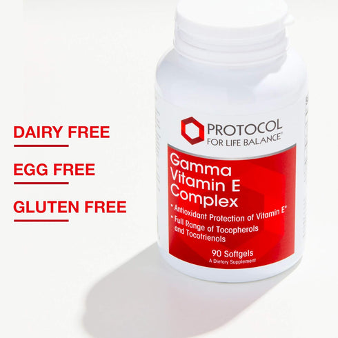 Protocol Gamma E Toco Complex - 90 Softgels - Vitamin E 300mg for Antioxidant Support, Cardiovascular Health & Brain