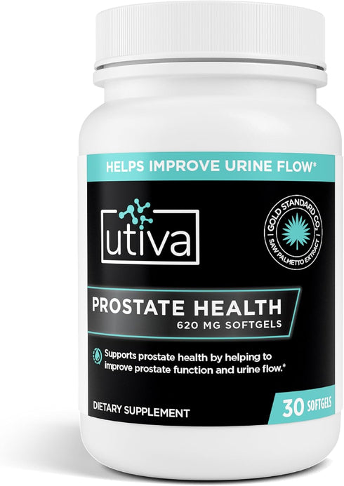 Utiva Prostate Health Supplement for Men - Natural Formula for Prostate Function, Urine Flow - 30 Softgels