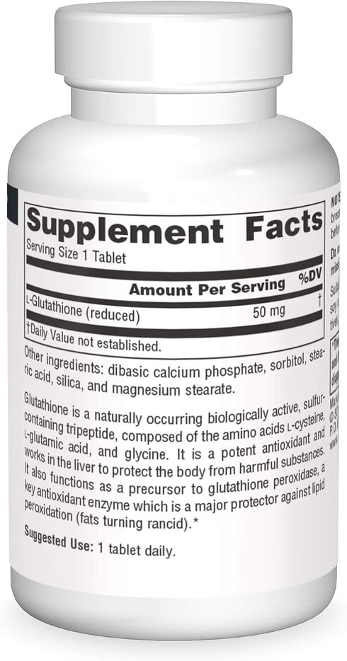 Source Naturals Glutathione Supplement, 50mg, 30 Tablets for Liver Support