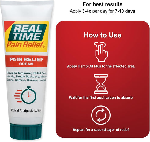 Real Time Pain Relief Cream, 3 Ounce Tube for Pain Relief