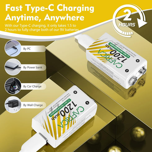 TEMIBATT 9 8 Pack 9V Volt Lithium Battery, Rechargeable Batteries for Smoke Detector,Wireless Microphones, multimeters