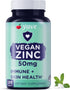 Yuve Natural Vegan Zinc Supplements 50mg 100 Vegetarian Tablets for Immune Support, Fast Relief from Colds and Flu