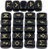 mookaitedecor Rune Stones Set - Engraved Elder Futhark Alphabet Crystal Meditation Divination, Black Obsidian