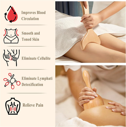 7-in-1 Wood Therapy Massage Tools - Lymphatic Drainage Massager for Muscle Pain Relief, Maderoterapia Kit for Body