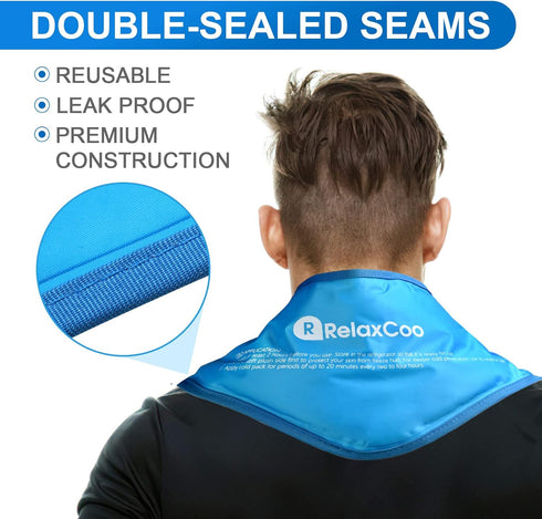 Neck Ice Pack Wrap, Reusable Gel Ice Pack for Cold Compress Therapy, Pain Relief for Injuries and Swelling
