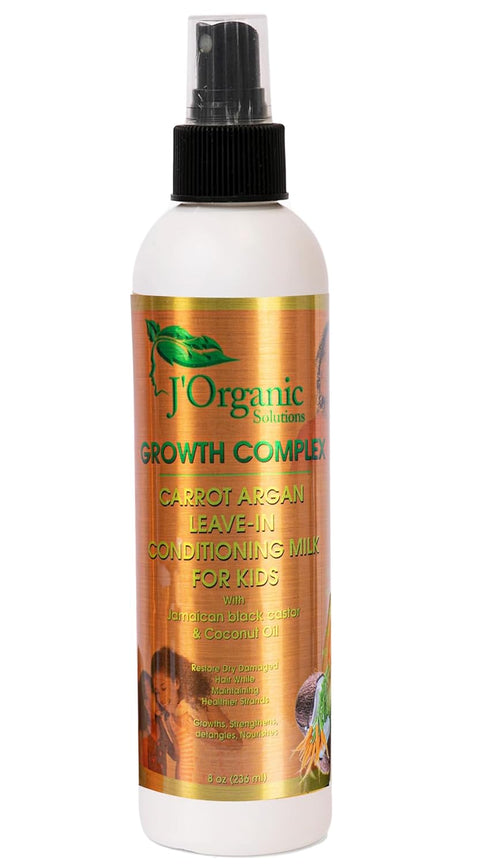 J'Organic Solutions Kids Carrot & Argan Leave-In Detangler, Revitalize Curly Hair with Jamaican Oils