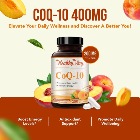 Coenzyme Q10 200mg Supplement - Once Daily CoQ 10 for Healthy Heart Antioxidant Support