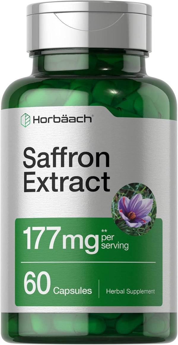 Horbaach Saffron Extract Capsules | 177 mg | 60 Count - Non-GMO, Gluten Free Supplement
