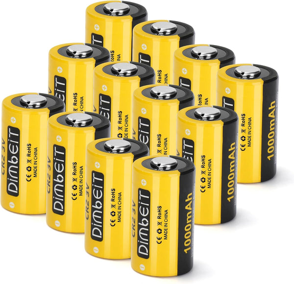 CR2 3V Lithium Battery 1000mAh, 12 Pack with 10 Years Shelf Life for Golf Rangefinder, Flashlight