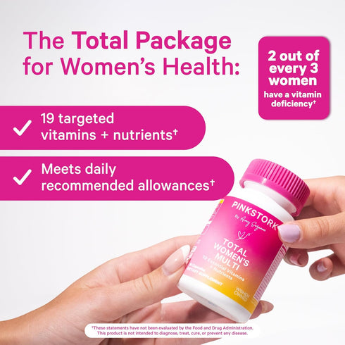 Pink Stork Total Women's Multivitamin - Supports Hair, Skin, Nails, Bone Health & Immune System - 30 Capsules