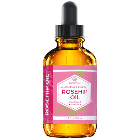 Leven Rose Rosehip Seed Oil for Face, 1 oz, Pure Unrefined Cold Pressed Rosehip Oil for Body, Nighttime Moisturizer for