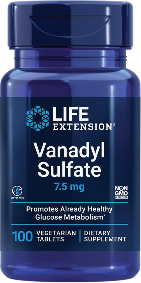Life Extension Vanadyl Sulfate | 100 Tablets | Gluten-Free, Non-GMO, Vegetarian | Healthy Glycemic Balance, Metabolism,