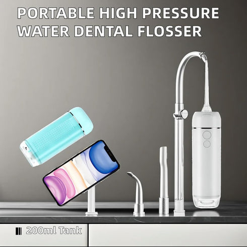Powerful Portable Cordless Water Dental Flosser: Rechargeable Mini Oral Irrigator with 2000 mAh Li-ion, 5 Modes, IPX7