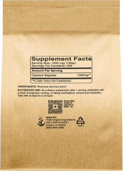 Pure Original Ingredients Cascara Sagrada (8oz) Non-GMO & Gluten-Free, Glycosides