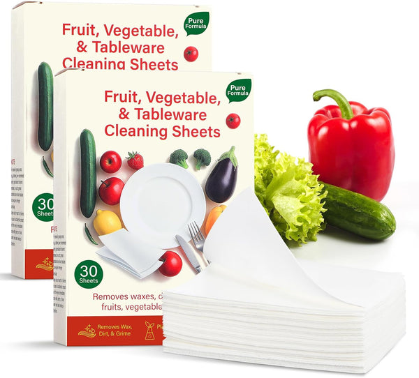 LemonSecret 2 Pack Fruit and Vegetable Wash Sheets, Effective Removes for Removing grease