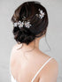 SWEETV 3Pcs Bridal Hair Pins, White Flower Hair Pieces Wedding Side Combs Accessories for Bridesmaids