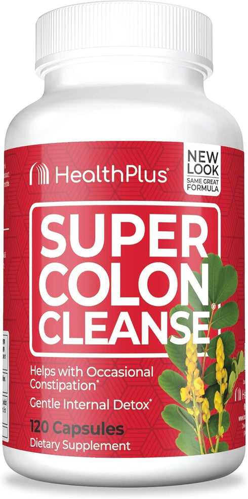 Health Plus Super Colon Cleanse, 10 Day Gentle Gut Cleanse Detox, Psyllium Husk, Probiotics, 120 Capsules