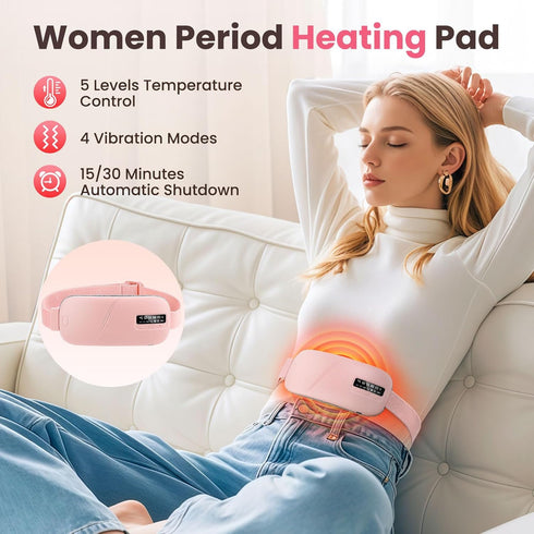 Kobzipanda 5 4 Electric Heating Pad for Lower Back Pain - Rechargeable Lower Back Heat Wrap with Heat & Massage Modes