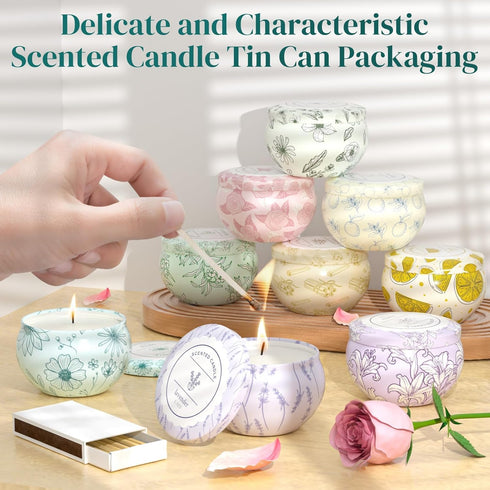 WarmEmbrace Set 9, Set Scented Candles, Candle of Long-Lasting Candles for Women, Candle Present for Birthday